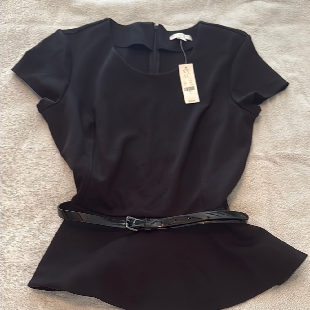 New York & Company Black Blouse with Belt